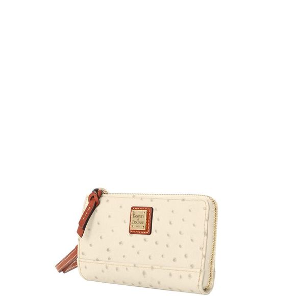 Dooney & Bourke Ostrich Folded Zip Wristlet - Bone - Picture 2 of 3